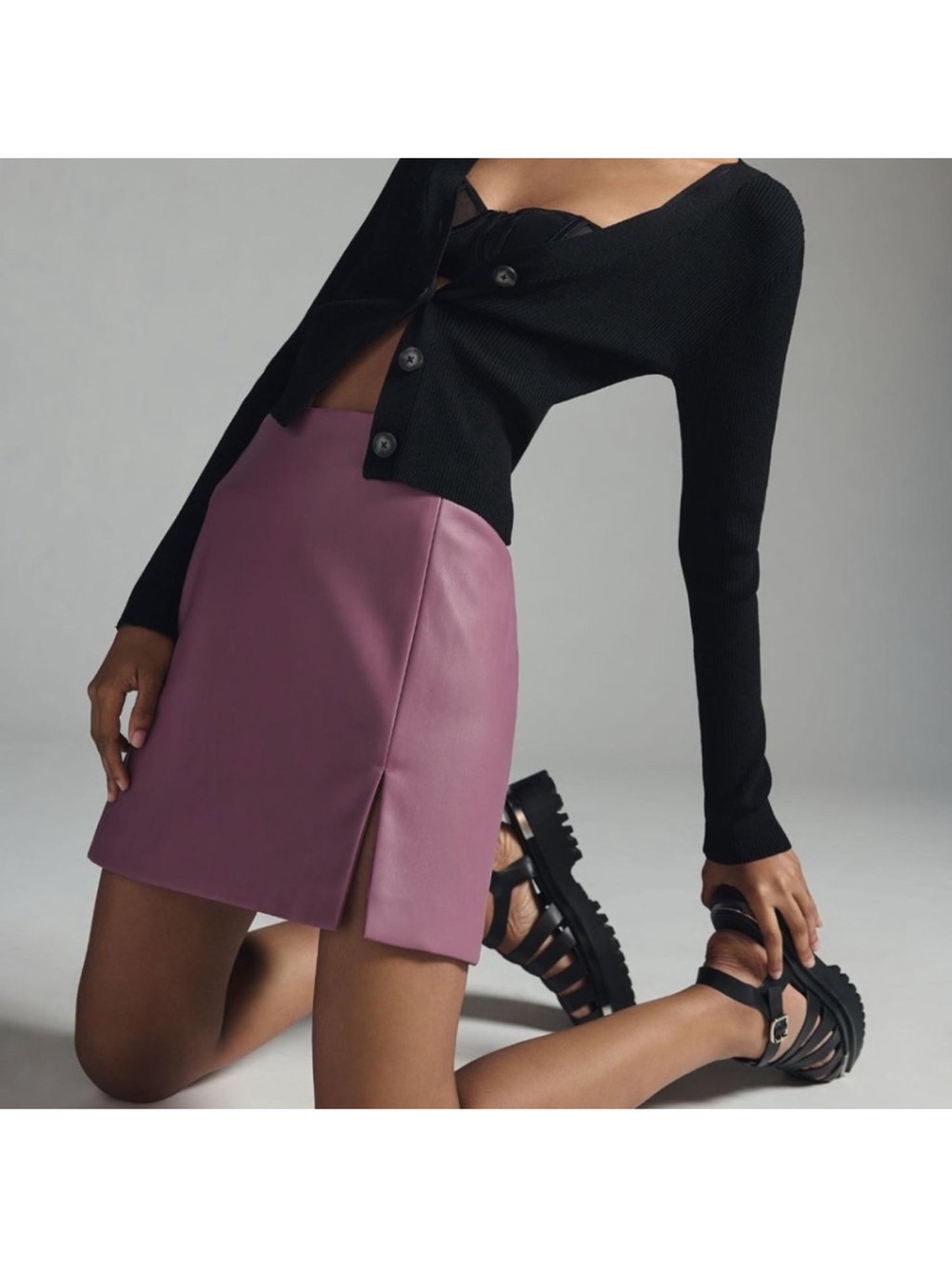 By Anthropologie Micro Mini Faux Leather Skirt Size 0